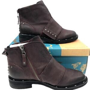 OTBT Frontage Moto Studded  Lug Sole Leather Ankle Boots 7.5 Women's